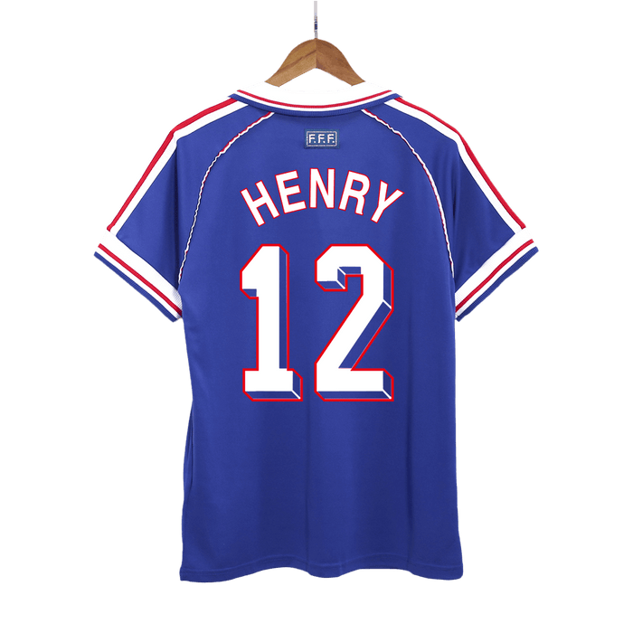 Retro HENRY #12 1998 France World Cup Home Soccer Jersey
