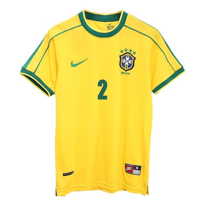 Retro Jersey CAFU #2 Brazil Home Soccer Shirt 1998 -World Cup