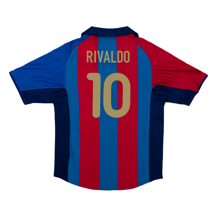 Retro Jersey RIVALDO #10 Barcelona Retro Jersey Home Soccer Shirt 2001/02