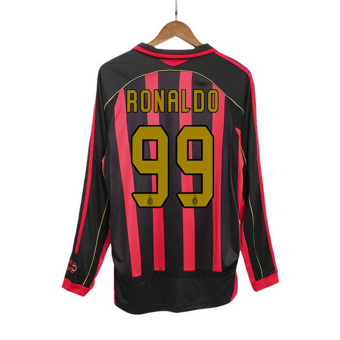 RONALDO #99 AC Milan Home Retro Long Sleeve Soccer Jersey 2006/07