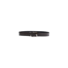 Image 1 : Ceinture en cuir marron Tommy Hilfiger homme avec boucle rectangle argentée, vue de face sur fond blanc — Delvale