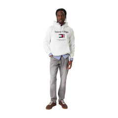 Image 2 : Sweatshirt homme Tommy Hilfiger blanc, détail broderie logo poitrine, vue rapprochée — Delvale