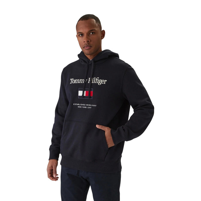 Image 1 : Sweatshirt homme Tommy Hilfiger blanc vue de face, logo signature — Delvale
