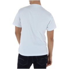 Image 2 : T-shirt Vans homme blanc col rond, détail tissu coton et encolure — delvale