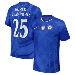 WORLD CHAMPIONS #25 Chelsea Home Authentic Soccer Jersey 2025/26 with chest badge